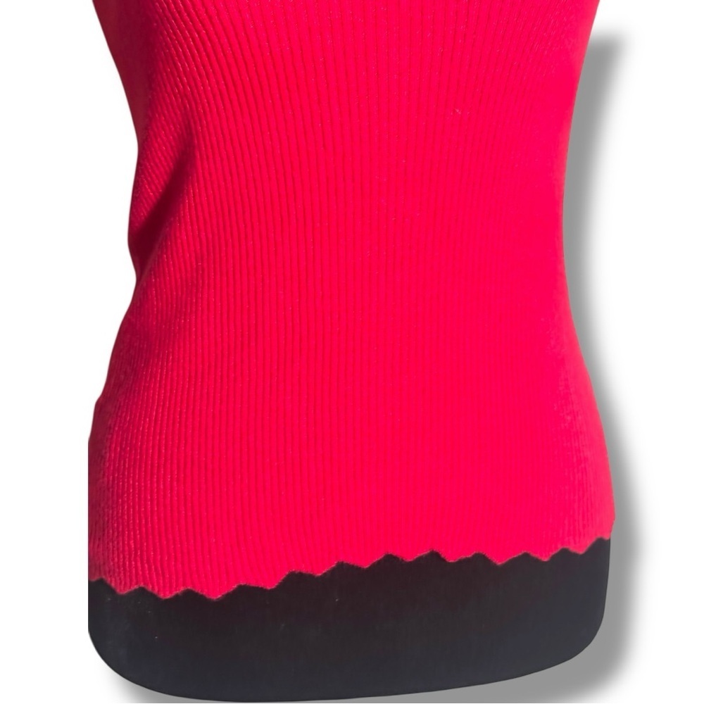 Unbranded Fun Bold Bright Red Scalloped Hem One Shoulder Tank Top - Picture 4 of 14
